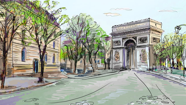 Street in paris - illustration