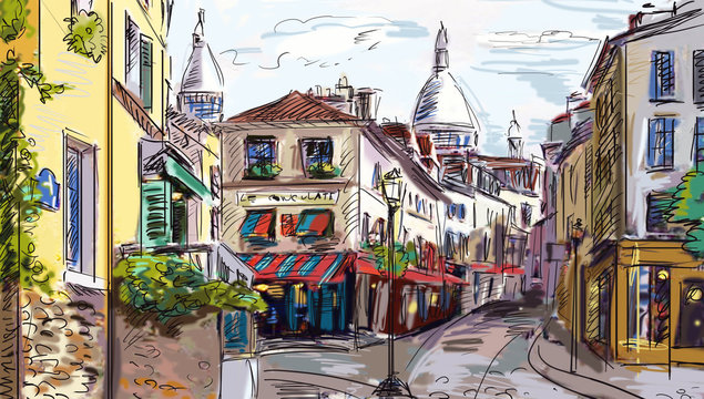 Street in paris - illustration