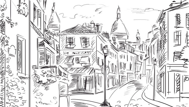 Street in paris - illustration