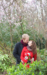 Romantic couple having a date in a beautiful garden