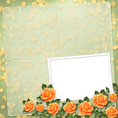 grunge paper for congratulation with painting rose
