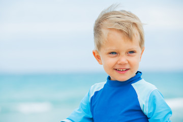 Boy on beach vacation