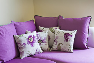 Interior design scene with a classic floral sofa