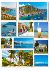 Collage of photos from Corfu in Greece