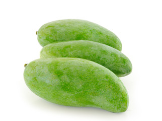 Green mango isolated on a white background