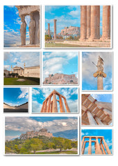 Collage of monuments in Athens