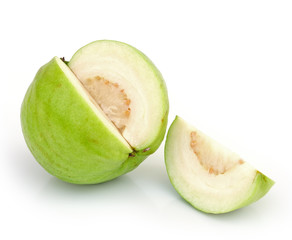 Guavas on white background