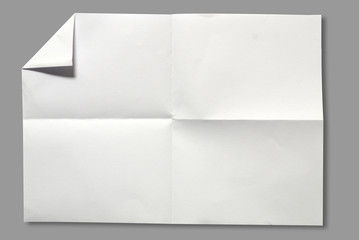 Page of White paper on gray background with shadow