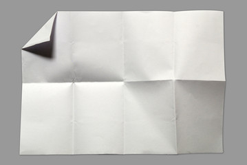Page of White paper on gray background with shadow