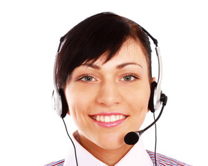 A female customer service consultant, closeup