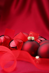 illustration of Christmass balls on red background