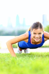 Exercise woman - push ups workout