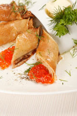 pancakes with caviar