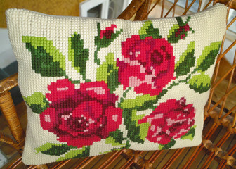 Vintage pillow with embroidery