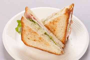 sandwich with ham and vegetables