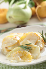 Turnip and kohlrabi gratin