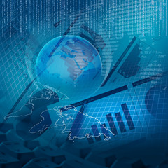 Global financial color charts and graphs