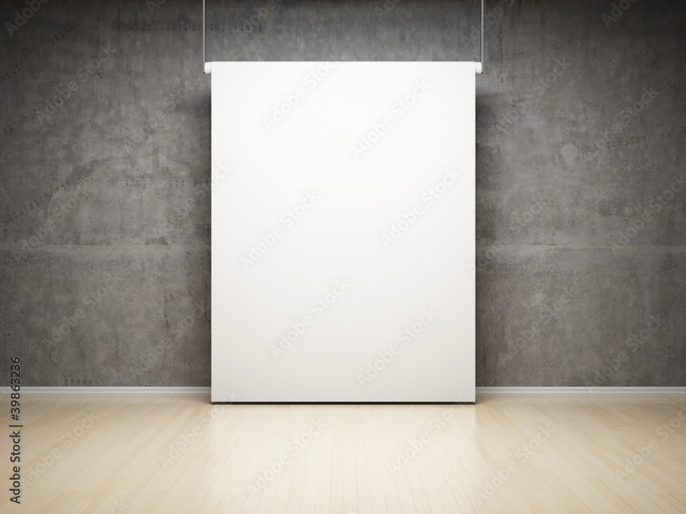 Poster empty white projection screen in studio