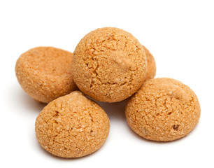 Traditional italian almond cookies - amaretti, isolated on white