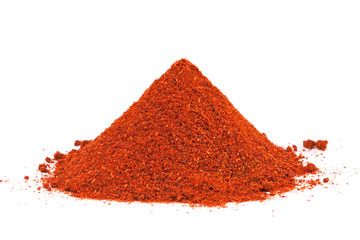Pile of ground Paprika isolated on white background.