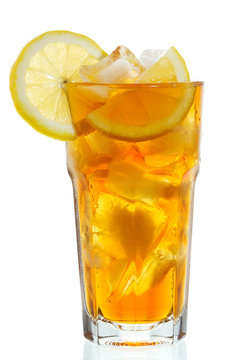 Naklejka glass of ice tea with lemon