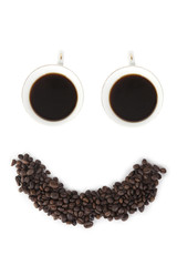 Happy face made of coffee