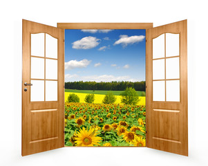 Open the door to the sunflower field