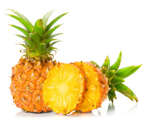 Fresh slice pineapple on white background