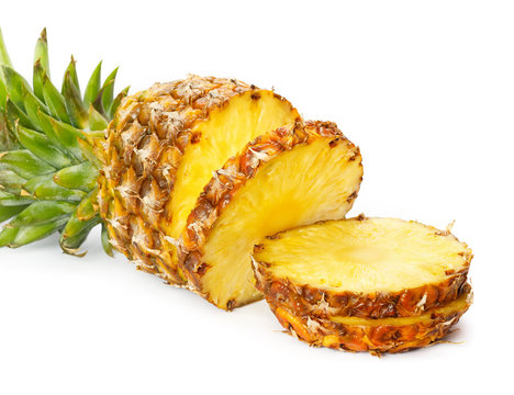 Fresh slice pineapple on white background