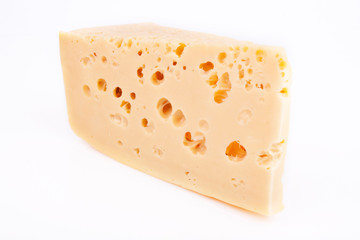piece of cheese on a white background