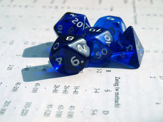 Dice rpg on the book with table