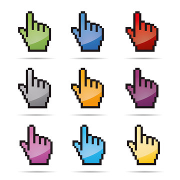 Computer Maus Mauszeiger Cursor pfeil hand vektor Set