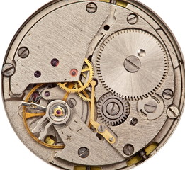 Mechanical clockwork. Close up shot.