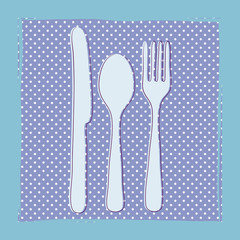 Background with cutlery on polkadot pattern