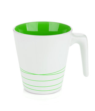 White mug, green inside