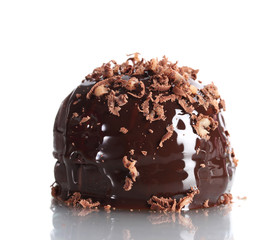Сhocolate cookie poured chocolate with chocolate shavings