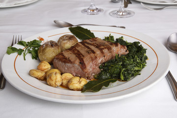 Restaurant dish - Wild boar loin  barbequed