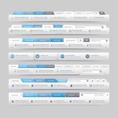 web site design template navigation elements with icons set