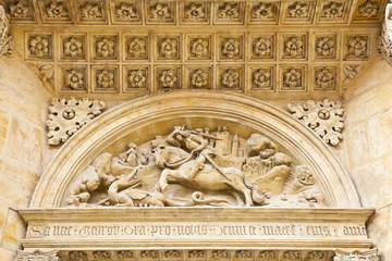 decoration on the door in prague palace, czech republic