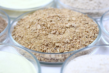 Animal food in a glass bowls