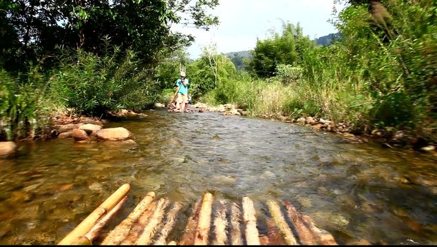 Rafting on the river.