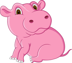 Cute pink hippo