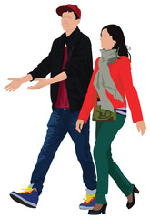Young couple walking
