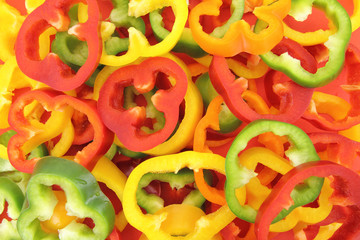 Background of fresh sliced peppers