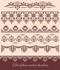 Set of vintage scalloped vector lace borders