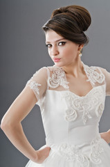 Bride in wedding dress in studio shooting