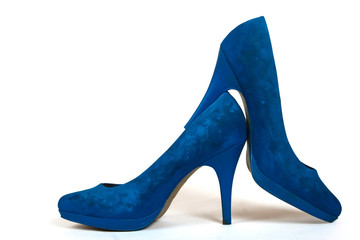 blue painted high heels shoes