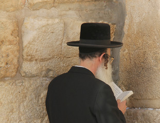 Rabbi prays at the Wailing Wallю Jerusalem