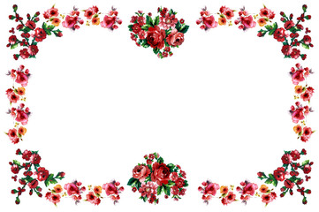 flowers frame in white background isolated