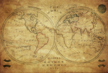 Fototapeta na wymiar vintage, mapa świata 1833 ..